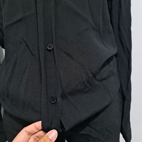 Monrow Crepe Long Sleeve Moto Boho Jumpsuit Small Black NWT - Picture 10 of 16